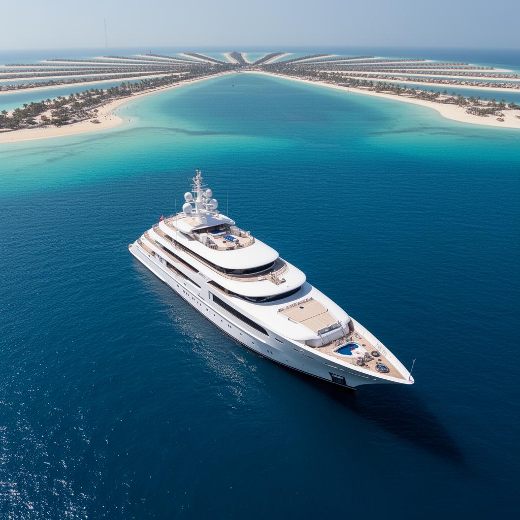 Aerial view of yacht party Dubai Marina